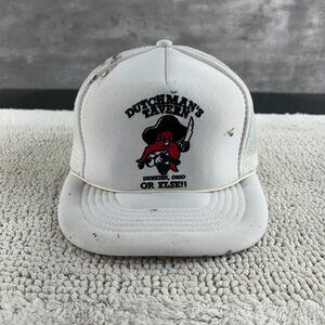 Vintage Dutchmans Tavern Mesn Snapback Trucker Rope Hat OSFA White Cap Beer Bar
